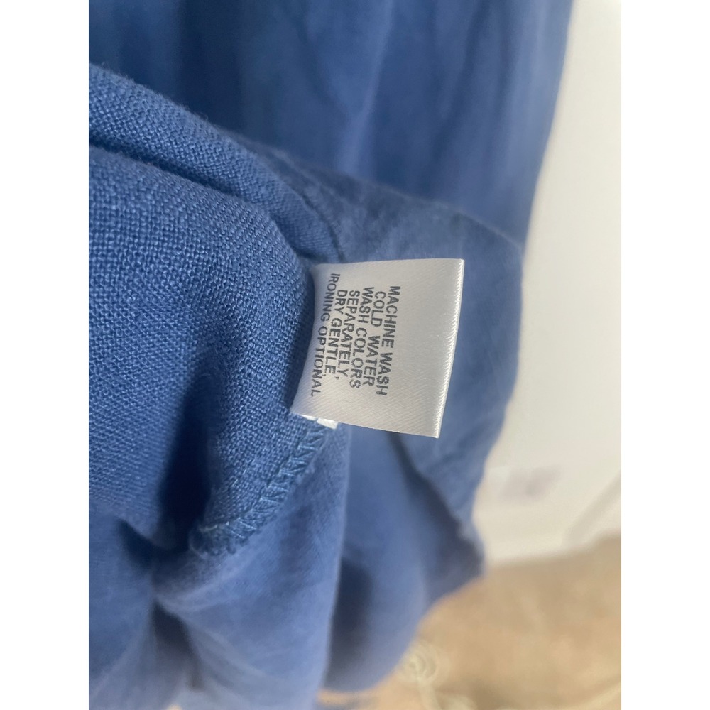 FLAX Tara Maxi Dress Dreft Blue 100% Linen V-Neck Short Sleeve Oversized Large - Picture 5 of 6